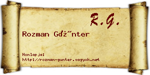Rozman Günter névjegykártya